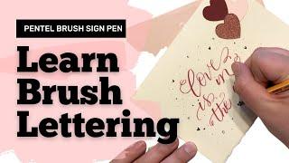 Learn Brush Lettering | Simply Lettered Subscription | February Pentel Brush Sign Pen and Stabilo
