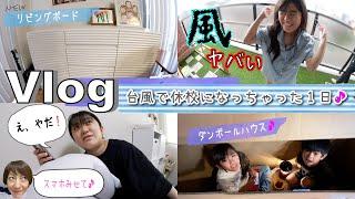 Vlog台風でみんな休校になっちゃった1日・・・ダンボールハウスですごそう・・・