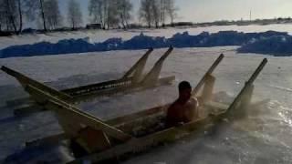 Crazy Russian challenging cold