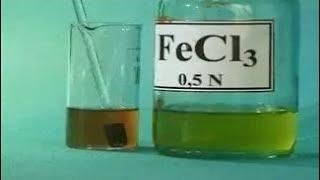 Experiments in chemistry. Interaction of acetic acid with ferric chloride solution (III)