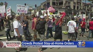 Huntington Beach May Day Protest Draws Crowds As Judge Denies Restraining Order Against Newsom