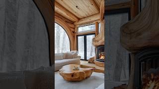 Snow outside, fire inside—this rustic stunner is winter coziness turned all the way up!