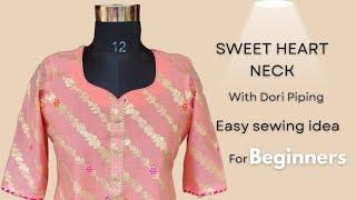 Full neck with Dori Piping easy sewing idea/ neck design cutting and stitching