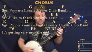 Sgt. Pepper's Lonely Hearts Club Band - REPRISE (Beatles) Banjo Cover Lesson - Capo 3rd