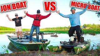 Micro Boat vs Jon Boat Fishing Challenge!! (LOADED farm pond)