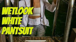 Sophisticated Wetlook Magic  | Brandi’s Elegant Poolside Transformation | White Pantsuit