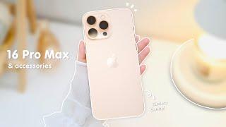  iPhone 16 Pro Max Desert Titanium 1TB aesthetic unboxing  cute accessories setup| camera test