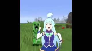 Aqua runs away from the creeper