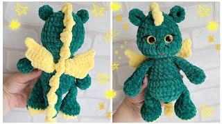 ДРАКОНЧИК ИЗ ПЛЮШЕВОЙ ПРЯЖИ ВЯЗАНЫЙ КРЮЧКОМcrochet dragongehäkelter Drache