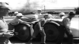 Captain Eyston in his Thunderbolt car in Wendover, Utah. HD Stock Footage