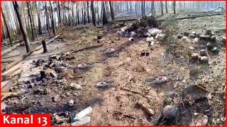 Russian military position in forest burns in Ukrainian attack