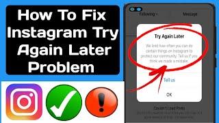 How To Fix Try Again Later Problem On Instagram | Instagram Try Again Later Error