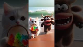 cat eats gummy Wolfe monster cow pig#cat#funny #aicat #kuching #animals