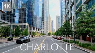 Downtown Charlotte North Carolina City Drive 4K - The Queen City Driving Tour