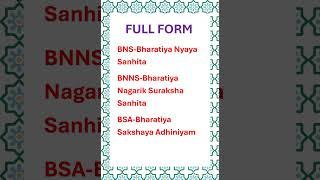 #Full Form of BNS#BNNS#BSA#indian LAW#2024#trending #currentaffairs #learning #cbse #shorts #status