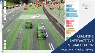 Real-time visualization of traffic videoanalytics data as well as historic trajectory visualization