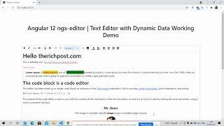 Angular 12 Ngx-editor | Text Editor with Dynamic Data Working Demo