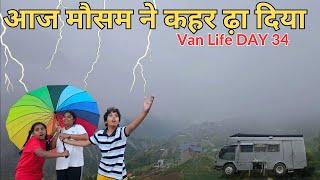 Ep 465 | Heavy Thunderstorms and Snowfall on mountains VAN LIFE DAY 34
