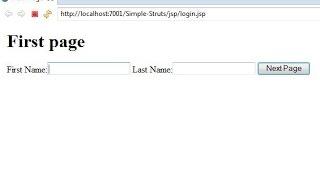 Simple Struts 1.3/2.3 Explained with flow in Eclipse using JSP, Bean by two simple webpages.