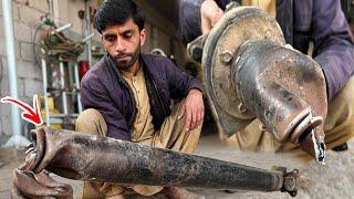Check out the step-by-step restoration process for repairing a broken truck driveshaft