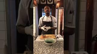 Our chef Gordi plating our lemon sole dish #Kokkeriet