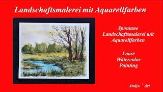 Watercolor painting tutorial , Loose Watercolor painting , Landschaftsmalerei mit Aquarellfarben