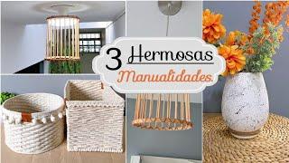 COMO HACER manualidades para decorar tu HOGAR  3 Ideas muy económicas y elegantes para adornar !