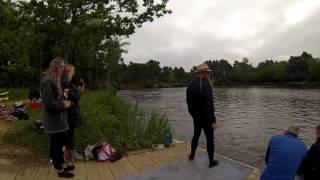 Adam Pritchard leading the swim at the Enduroman Triple iron distance triathlon