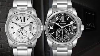 Calibre De Cartier Stainless Steel Black Dial vs Silver Dial W7100016 | SwissWatchExpo
