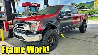 I FIXED ALL THE FRAME DAMAGE ON MY FORD F150!