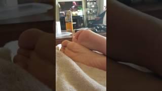 Chrissy's feet relaxing before work