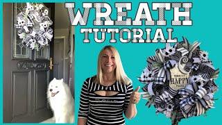 EVERYDAY WREATH FOR FRONT DOOR | BLACK AND WHITE WREATH IDEAS | DECO MESH WREATH TUTORIAL