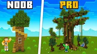 Minecraft NOOB vs. PRO Tree House Build Challenge!