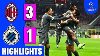 AC Milan Vs. Club Brugge 3-1 | EXTENDED HIGHLIGHTS | UEFA Champions League 2024-25 | Reijnders Goals