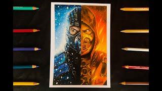 Drawing Sub-Zero vs Scorpion | Рисование Саб-Зиро против Скорпиона (Mortal Kombat 2021)