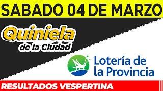 Resultados Quinielas Vespertinas de la Ciudad y Buenos Aires, Sábado 4 de Marzo