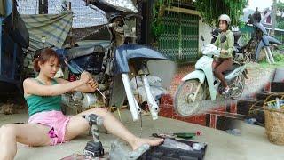 Repair genius girl: Repairing HONDA motorbike engines manufactured in 1986. with complex details