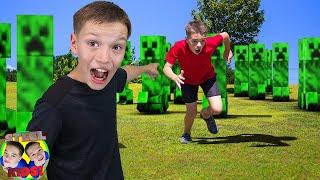 Creeper Army Invasion! Minecraft in Real Life Adventure! | Steel Kids