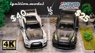 Ignition model vs Inno64 1:64 - LBWK 35GT-RR Nissan Skyline GT-R R35 l Cinema Shot 4K Die-cast