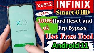 Infinix smart 6 HD hard reset and Frp bypass || X6512 Google account bypass use pc ||100 % free tool