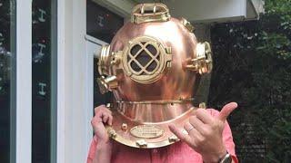 Vintage US Navy Mark IV diving helmet full size replica unboxing and review.