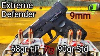 Underwood Extreme Defender 9mm 68gr +P & 90gr Standard Pressure Ballistic Gel Test