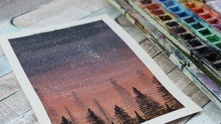 Speed Art Forest Watercolor #shorts #art