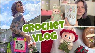 unboxing & crocheting a labubu + finishing patterns  | crochet vlog |