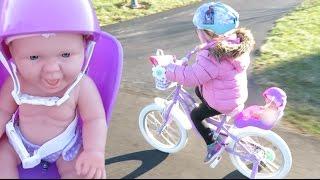 First Bike Ride with the Ride Along Dolly Bike Seat! | Crazy8Family