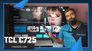 TCL C725, ligando e configurando a QLED 4K com GOOGLE TV e som ONKYO | Hands-on