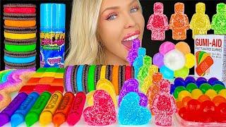 ASMR RAINBOW FOOD MUKBANG, KOHAKUTOU LEGO MAN, OREOS, SOUR CANDY HEART, CRAYONS, EDIBLE FLOWER 먹방