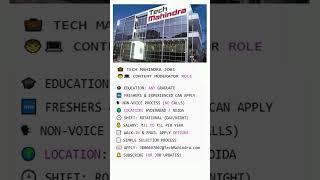 Tech Mahindra Company Jobs | Content Moderation Jobs | Latest Hyderabad Jobs | Direct Jobs 2025