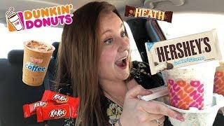 Trying Dunkin' Donuts new CANDY BAR flavors | Courtney Bond