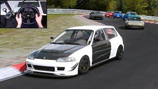 Honda Civic EG6 - Nürburgring Nordschleife BTG Trackday - Assetto Corsa | Steering Wheel Gameplay